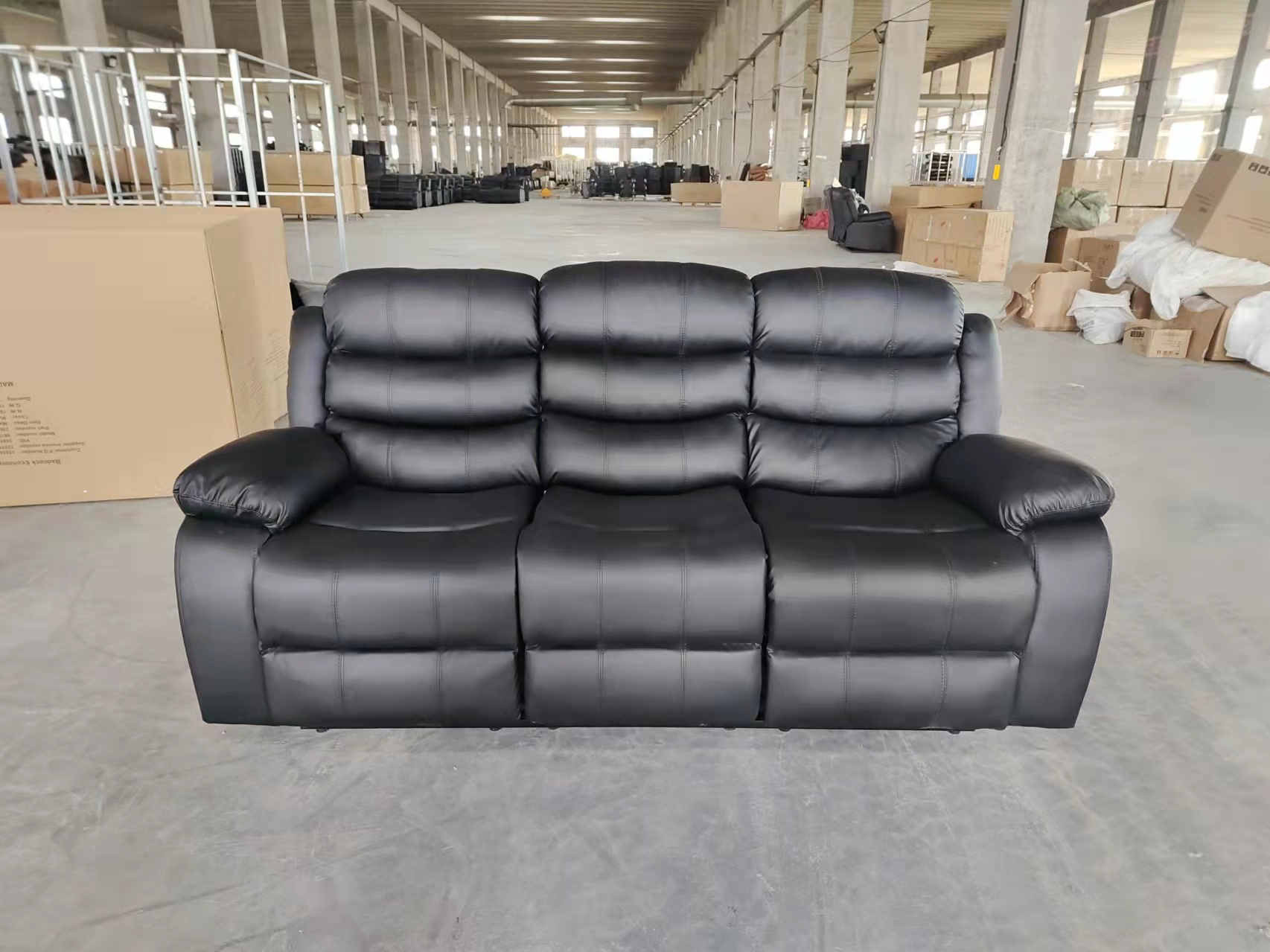 2023 Factory cheap price pu leather 1+2+3 manual recliner sofa set