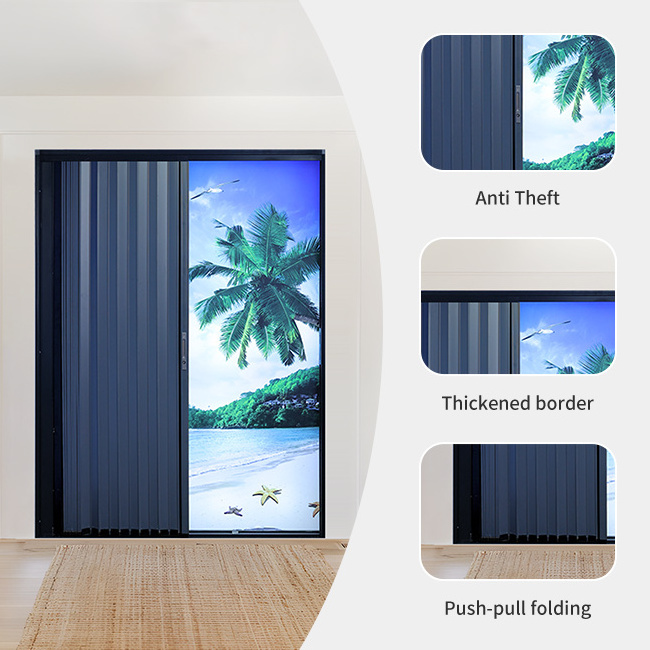 Folding mosquito net screen door Bathroom kitchen study mall partition door anti-mosquito fly sliding retractable screen door