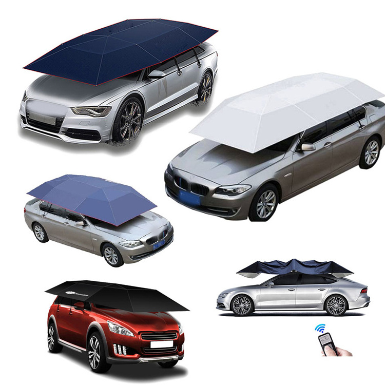 Portable Folding Outdoor Semi Automatic 4.2m 4.6m Car Sunshade Roof Shade Cover Automatic Car Umbrellas With Remote Control