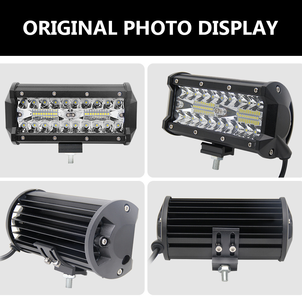 High Bright Aluminum Black 12V Three Rows Led Lamp Auto Strip Headlight Work Car Light Bar