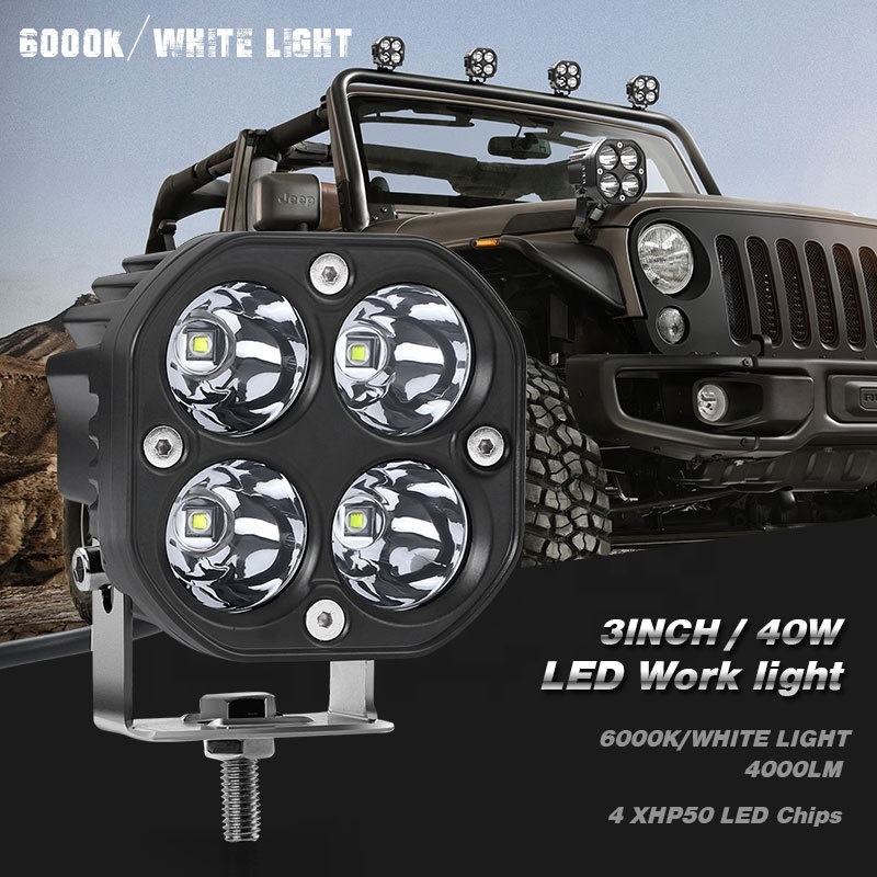 3 Inch 40W Led Pods 12V 24V Car Yellow White Lens Lamp Beads  Dirt Bike Motorcycle Spotlight Ip67 Led Work Light