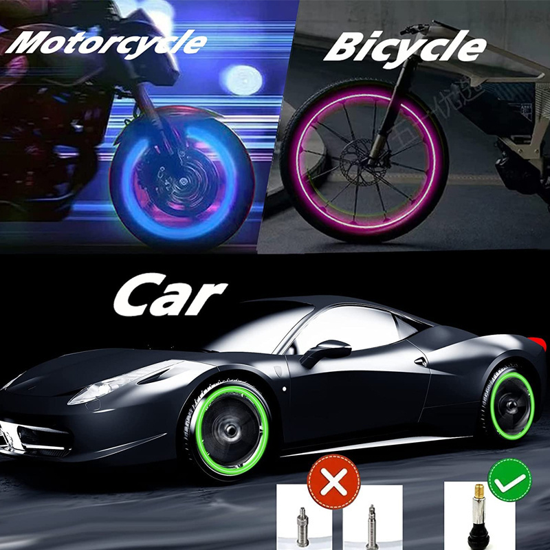 Universal Motorcycle Car Wheel Dust Cap Auto Glow Tyre Stem Air Valve Cover Light Autoluminescence Car Tire Valve Cap