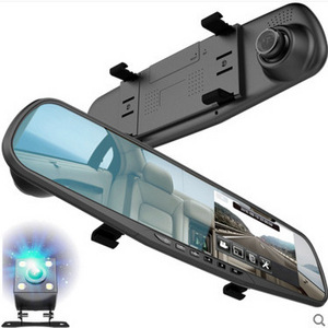 Wholesale Car Black Box Full HD 1080P Dual Lens Dash Cam 4.3" Rear View Mirror Car DVR Camera Night Vision