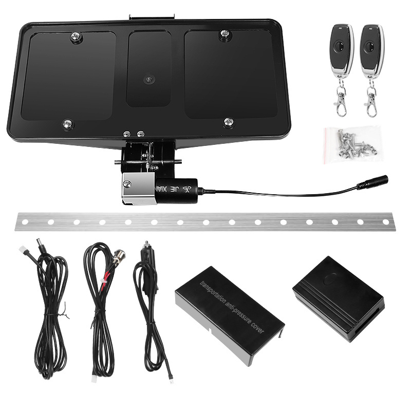 US Size Retractable Auto Number Plate Holder Car Electric Licence Plate Frame with Double Remote Control