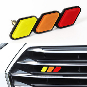 Car Abs 3 Colors Tri-Color Front Grill Car Emblem Fit Any Mesh Grille Or Slotted Grille