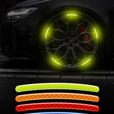 Wheel Hub Decals Reflective Reflector Strips Tape Rim Stickers Warning Safety Scratch Protector Cover Car Logo