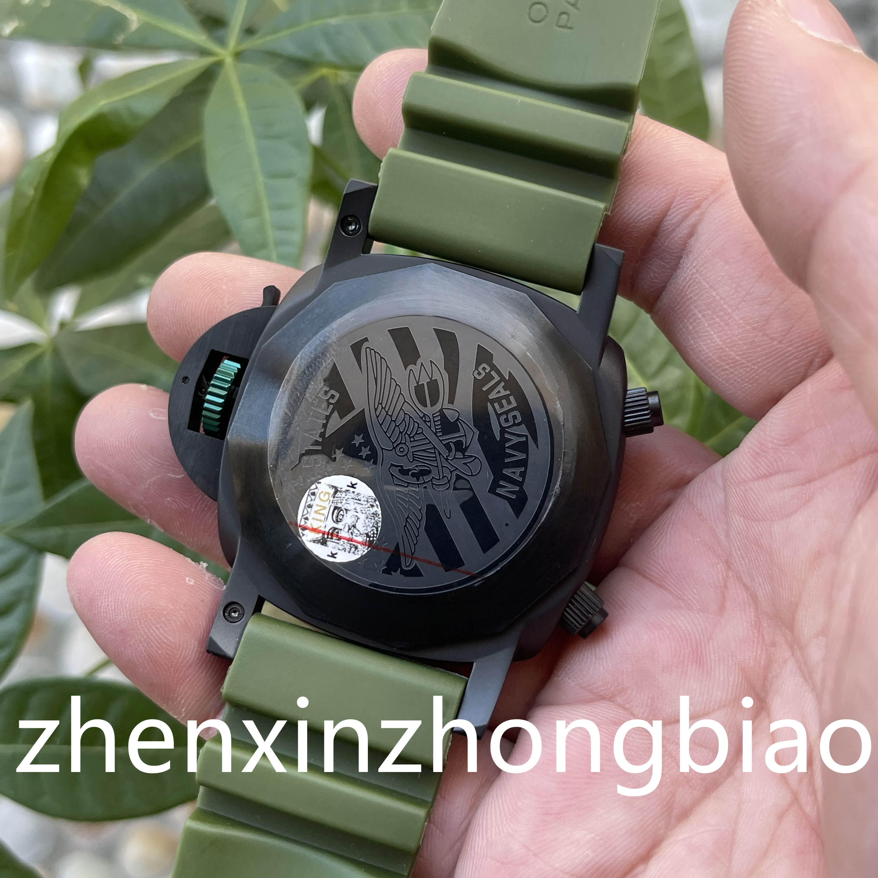 Customized men's mechanical black ring mouth gradually changes color, with a matching color strap