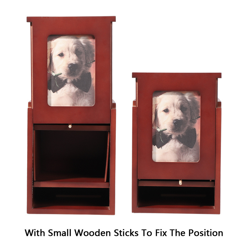 Pet Urns For Dogs Ashes Shadow Box Frame 2023 New Design Wood Dog Photo Memory Urn Box With Glass Keepsake Mahogany Finish