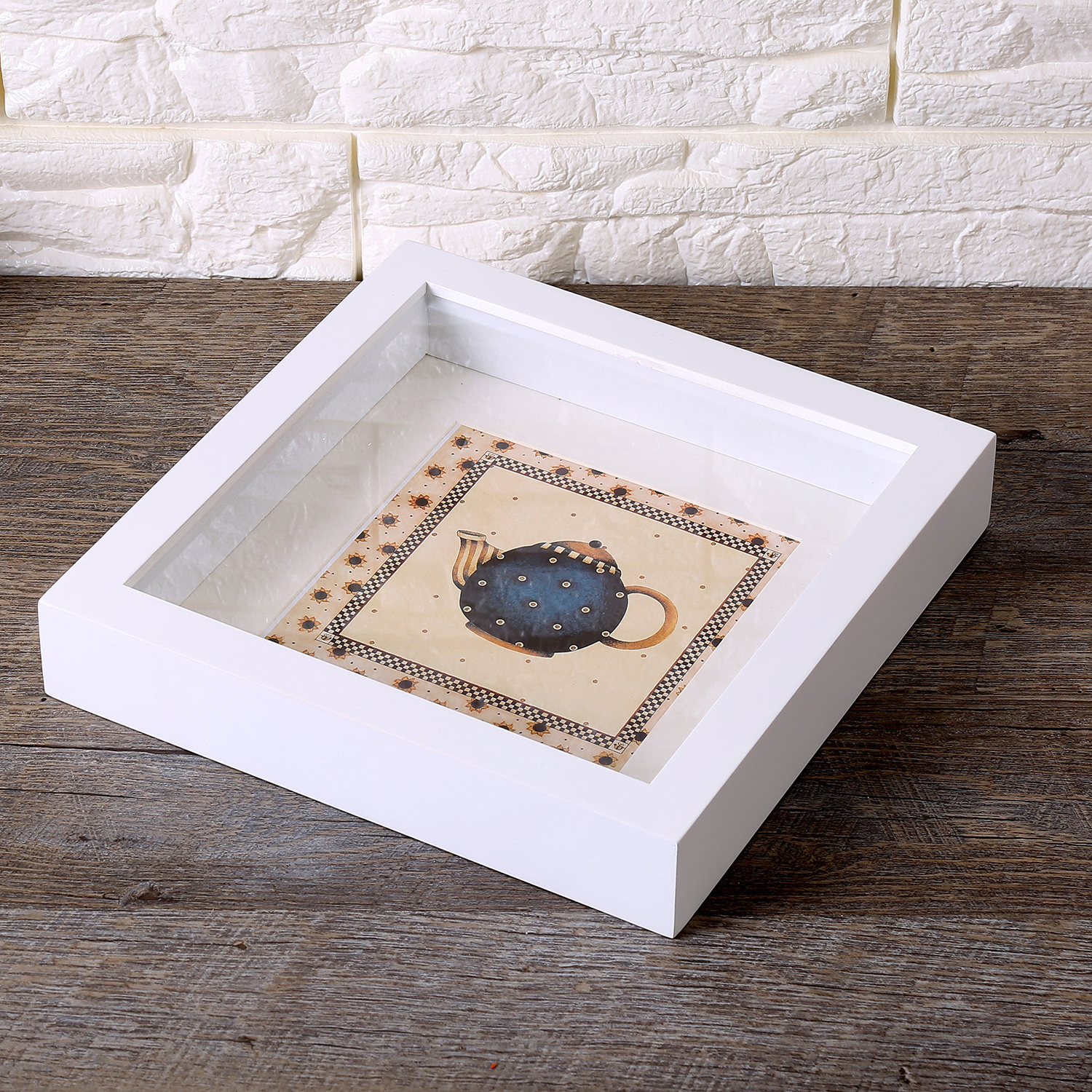 Custom Wood White Shadow Box Picture Frame 8*8 in Wholesale 3D Deep  Shadow Box Frames With Glass For Home Decor