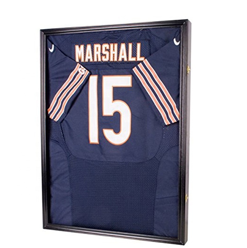 Lockable black Jersey Display Frame Case Large Frames Shadow Box  with UV Protection Acrylic Hanger