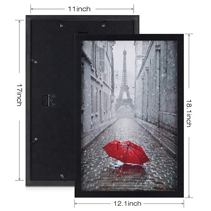 11x17 inch Wholesale cheap customize Contemporary Creative mount artwork black wood picture photo poster frame