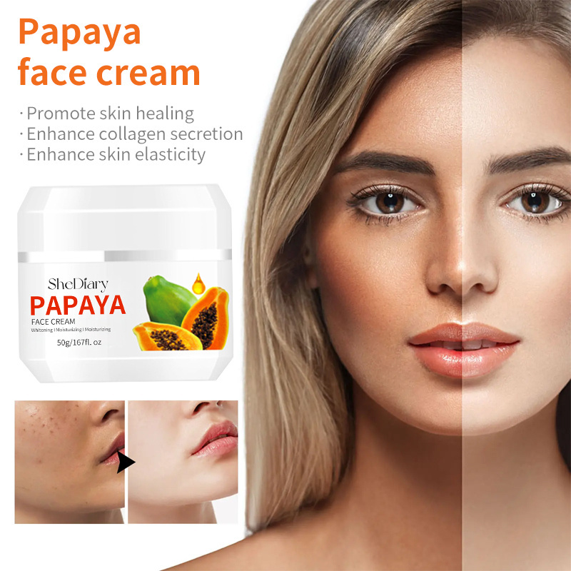 SheDiary OEM Organic Face Cream Bleaching and Whitening with Papaya Extracts Acne Treatment Features Contains Arbutin Ginseng