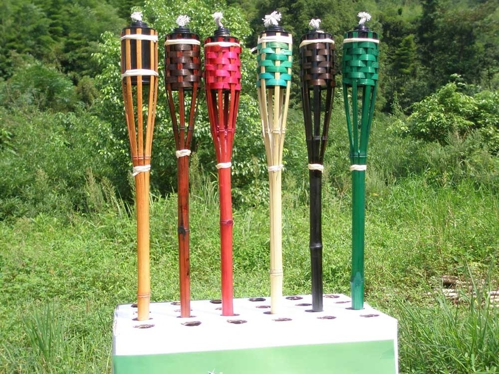 Garden tiki torch colourful, bamboo tiki torch for garden, backyard, party