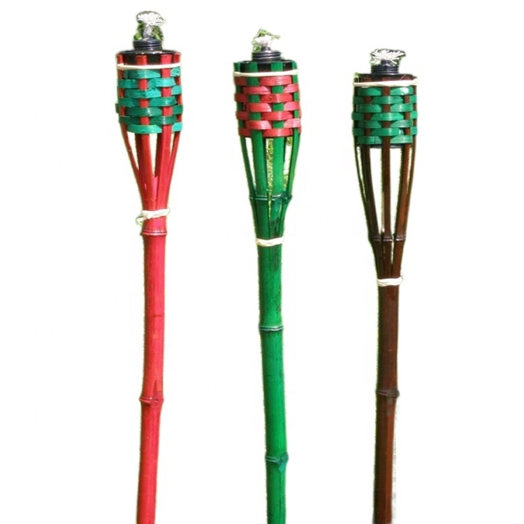 Garden tiki torch colourful, bamboo tiki torch for garden, backyard, party