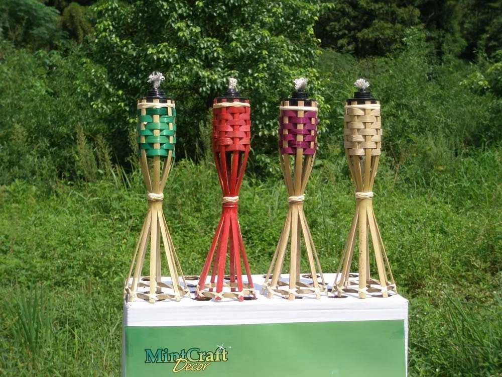 Garden tiki torch colourful, bamboo tiki torch for garden, backyard, party