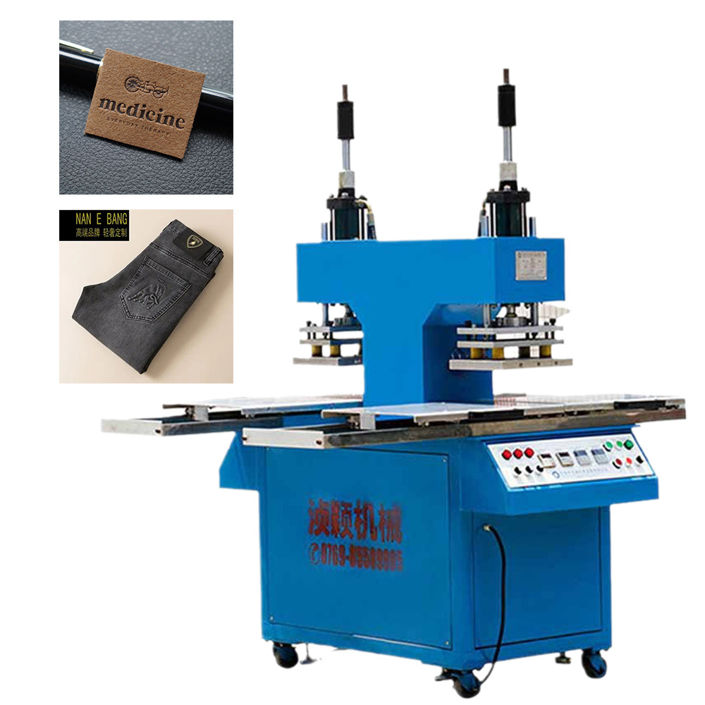 Automatic 3D Embossing machine for clothes jeans fabric Leather logo embossed making