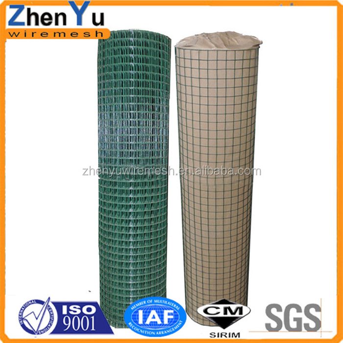 12.7mm,19mm,25.4mm concrete reinforcing mesh plastic/vinyl/pvc/epoxy coated Green Welded Wire Mesh in rolls