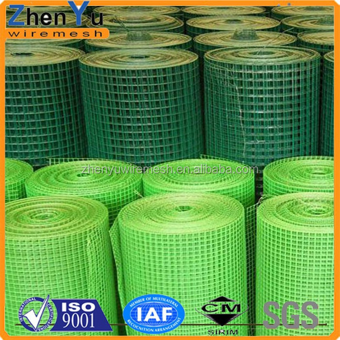 12.7mm,19mm,25.4mm concrete reinforcing mesh plastic/vinyl/pvc/epoxy coated Green Welded Wire Mesh in rolls