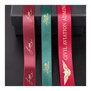 Free Sample Ribbons Factory Personalized Logo ribbon silk satin printed custom ribbon roll  With Logo For Packaging