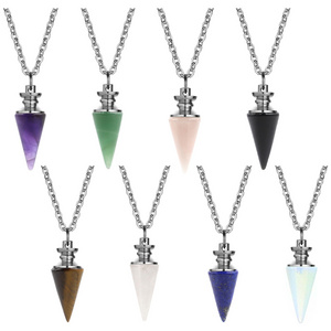 Natural Quartz Crystal Point Necklace  Dowsing Pendulum Divination Healing Crystals Stone Reiki Chakra Pendant for necklace