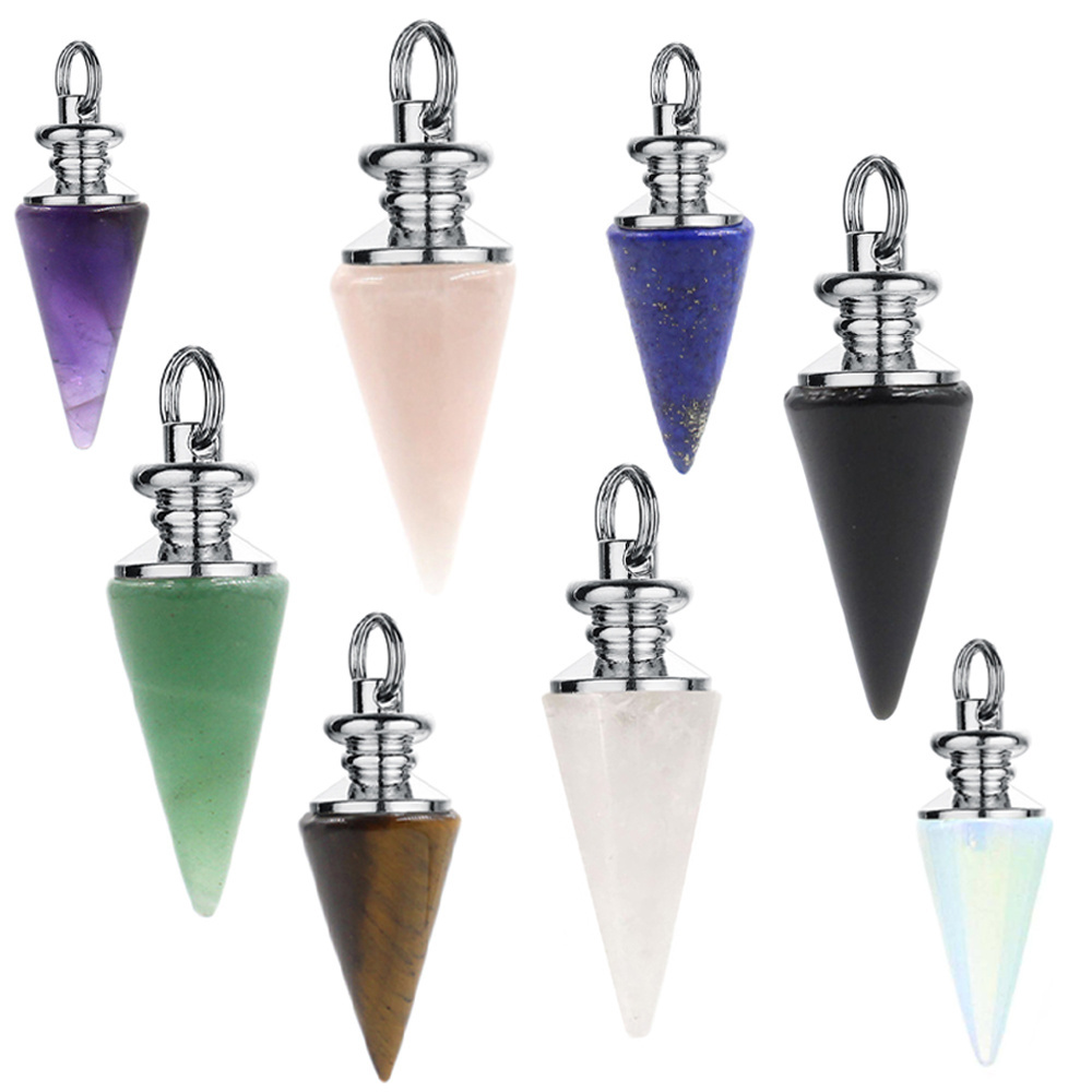 Natural Quartz Crystal Point Necklace  Dowsing Pendulum Divination Healing Crystals Stone Reiki Chakra Pendant for necklace