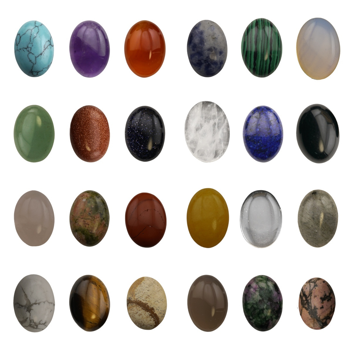 13*18mm Oval Cabochon Flatback Semi-Precious Gemstones Beads Healing Quartz Chakra Crystal Stone for Jewelry Making