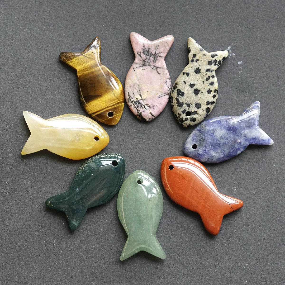 Wholesale Fish Shaped Stone Decorative Pendant Various Natural Crystal Gemstone Jewelry Accessories for Jewelry Making