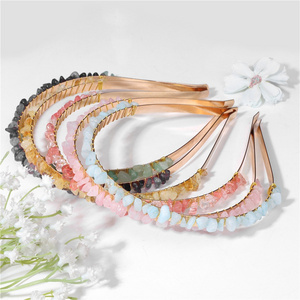 Natural Irregular Crystal Amethyst Hair Clip Jewelry Alloy Handmade Rhinestone Hairpin Accessories Natural Gemstone Hairband