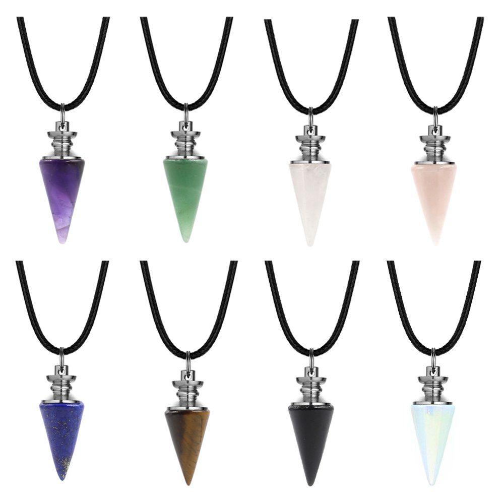 Natural Quartz Crystal Point Necklace  Dowsing Pendulum Divination Healing Crystals Stone Reiki Chakra Pendant for necklace