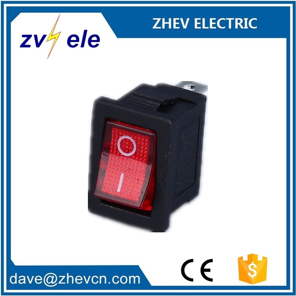 KCD1-101N ZHEV SPST 20A Square 12V Rocker Switch With Red Light LED