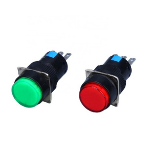 3 Leg M16 Push Button 12V LED Switch With Round Rocker Reset Brass Pin