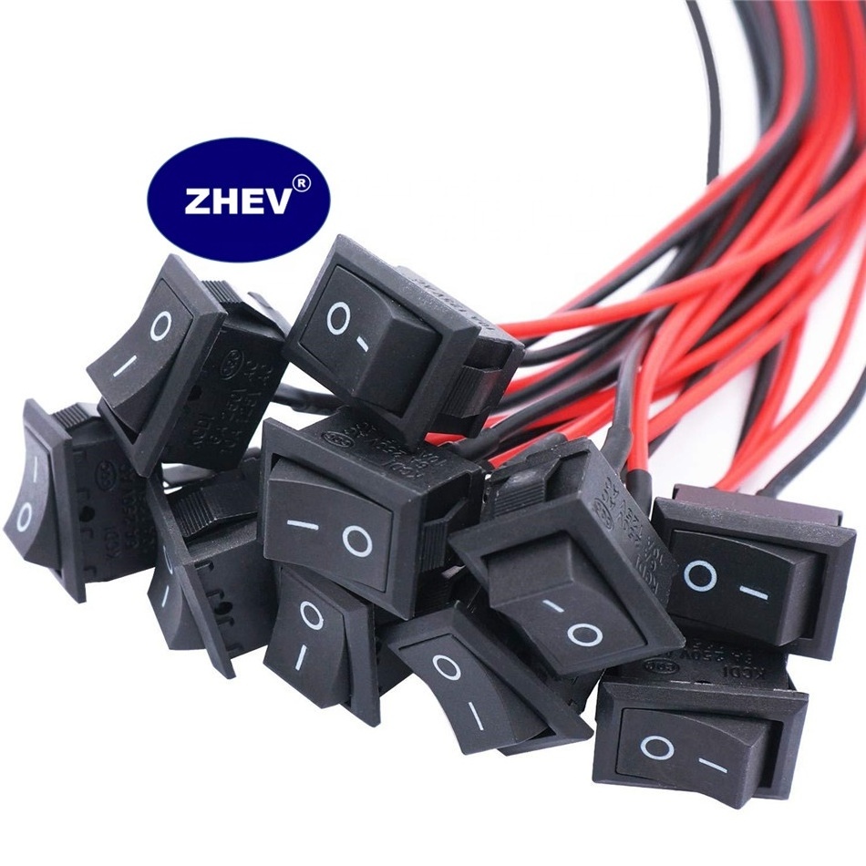 Full Black Inline Rocker Switch With 2 Pin 3 Pin ON OFF 10CM 15CM 20CM Cables