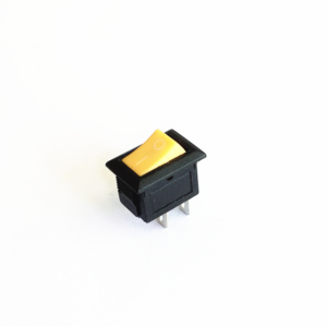 Mini Size KCD11 ON OFF Timer Light Switch 2 Pin Brass 10x15mm Yellow Button Rocker