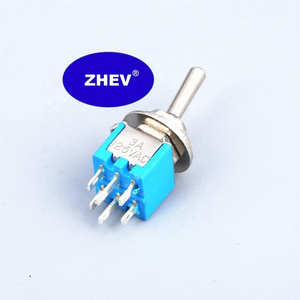 Blue Mini SMTS-202 Toggle Switch With M5 3A 6 Pins DPDT Micro