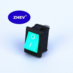 KCD1-102 Square Rocker Switch With 21x15mm Green Button 4.8X0.8mm