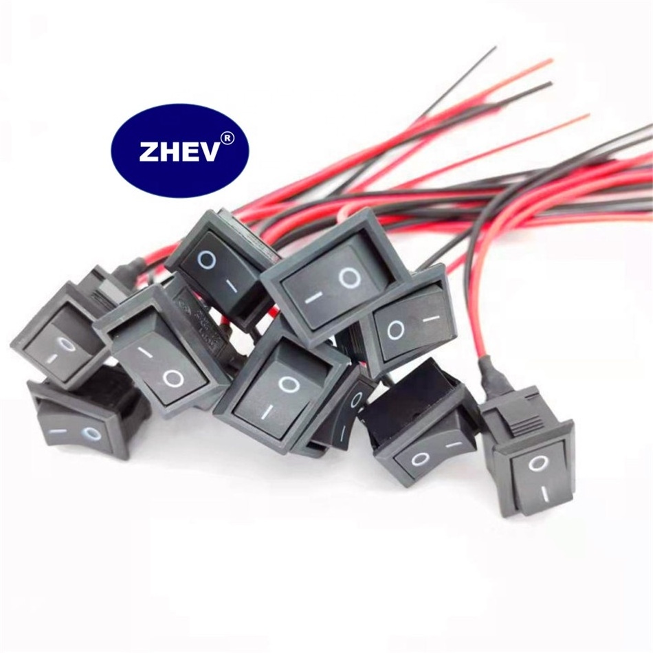 Full Black Inline Rocker Switch With 2 Pin 3 Pin ON OFF 10CM 15CM 20CM Cables