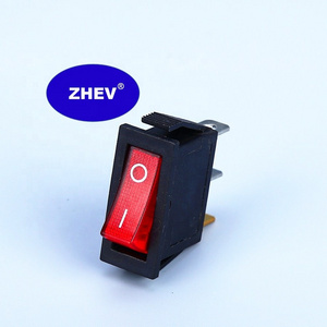 KCD3-101N 3 Pin SPST Reading Rocker Switch With 12 Volt LED Red