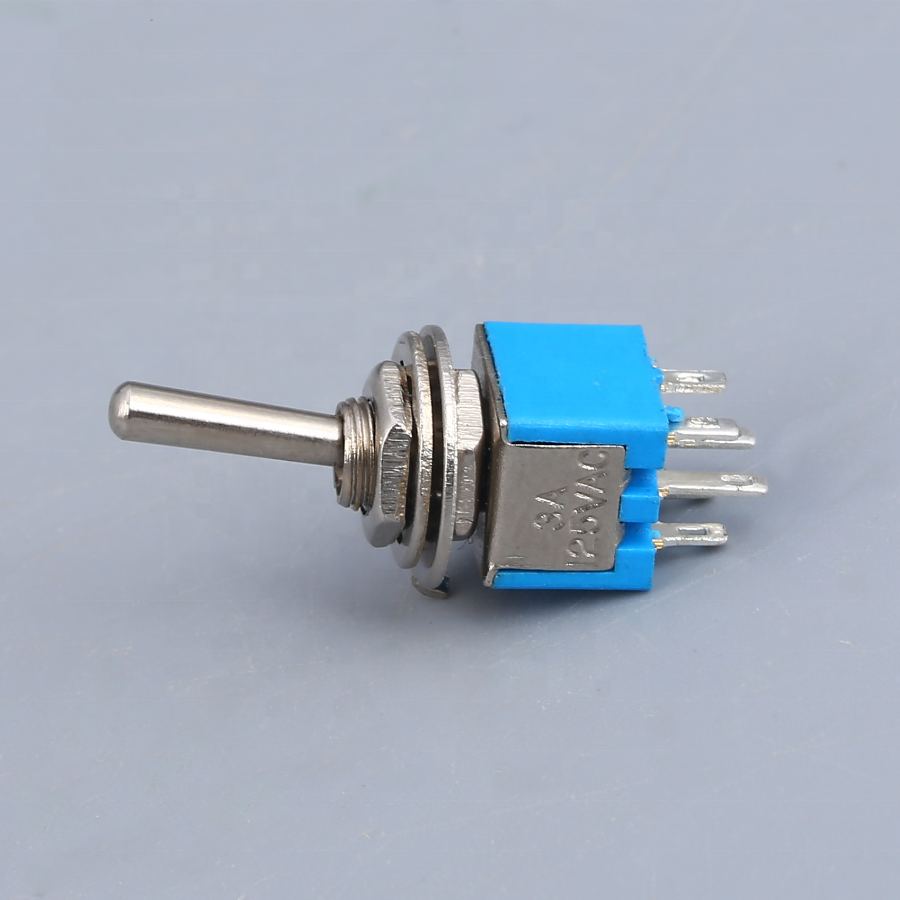 Blue Mini SMTS-202 Toggle Switch With M5 3A 6 Pins DPDT Micro