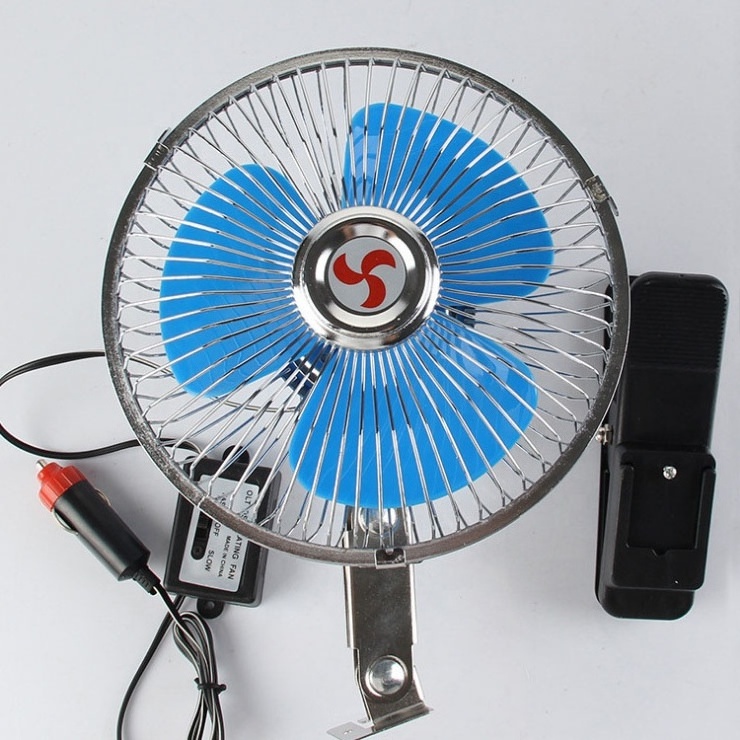 BLUE Mini Electric Auto Car Fans Low Noise Summer Cooling Fan For Car Truck Vehicle Strong Wind Air Cooler Conditioner 12V/24V