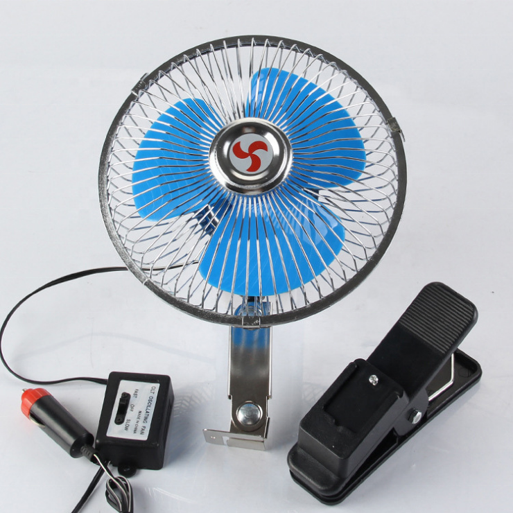 BLUE Mini Electric Auto Car Fans Low Noise Summer Cooling Fan For Car Truck Vehicle Strong Wind Air Cooler Conditioner 12V/24V