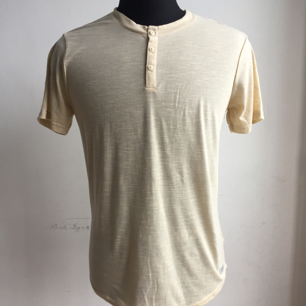 Ningbo garment custom casual bamboo polyester cotton unisex t-shirt with buttons