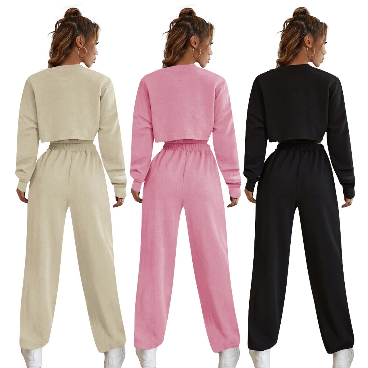 Top sell 3 piece jogging sets walf checks sport wear tracksuits fashion sexy sweat suit for women female ladies