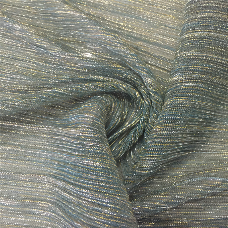 Wholesale Metallic Jersey Fabric Stretch Stripe Lurex Knitted Fabric Stretch Lurex Stripe Metallic Stripe Crepe Tulle Fabric