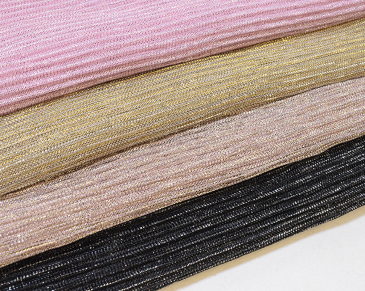 Wholesale Metallic Jersey Fabric Stretch Stripe Lurex Knitted Fabric Stretch Lurex Stripe Metallic Stripe Crepe Tulle Fabric