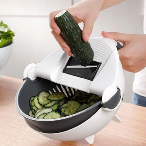 Popular Kitchen Multi Functional Shredder Wet Fruits Drain Basket Blade Cutter Manual 9 in 1 Slicer Vegetable Grater