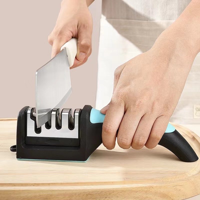 2024 kitchen accessories Knife Sharpeners for Kitchen Knives Stainless Steel 4 in 1 Kitchen Knife Sharpener Ergonomic