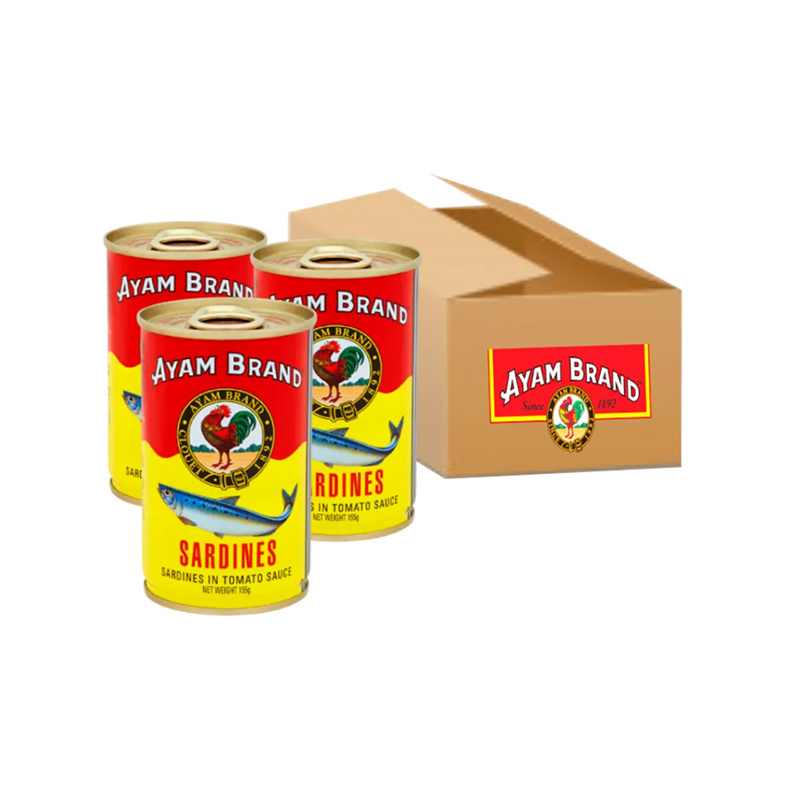 Hot Selling 155g Ayam Brand Sardines In Tomato Sauce with Large Pieces of Selected Sardine Fish and High Nutritional