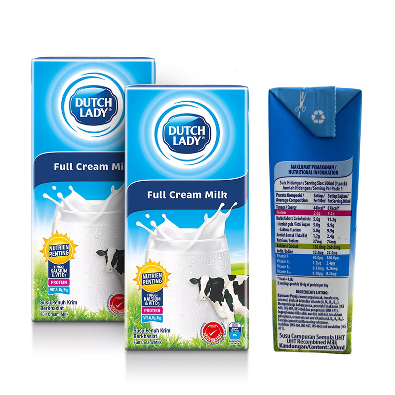 Highest Quality Dutch Lady UHT Full Cream Milk 200ml Packed with Nutrients Like Protein Perfect Drink for Everyone