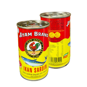 Hot Selling 155g Ayam Brand Sardines In Tomato Sauce with Large Pieces of Selected Sardine Fish and High Nutritional