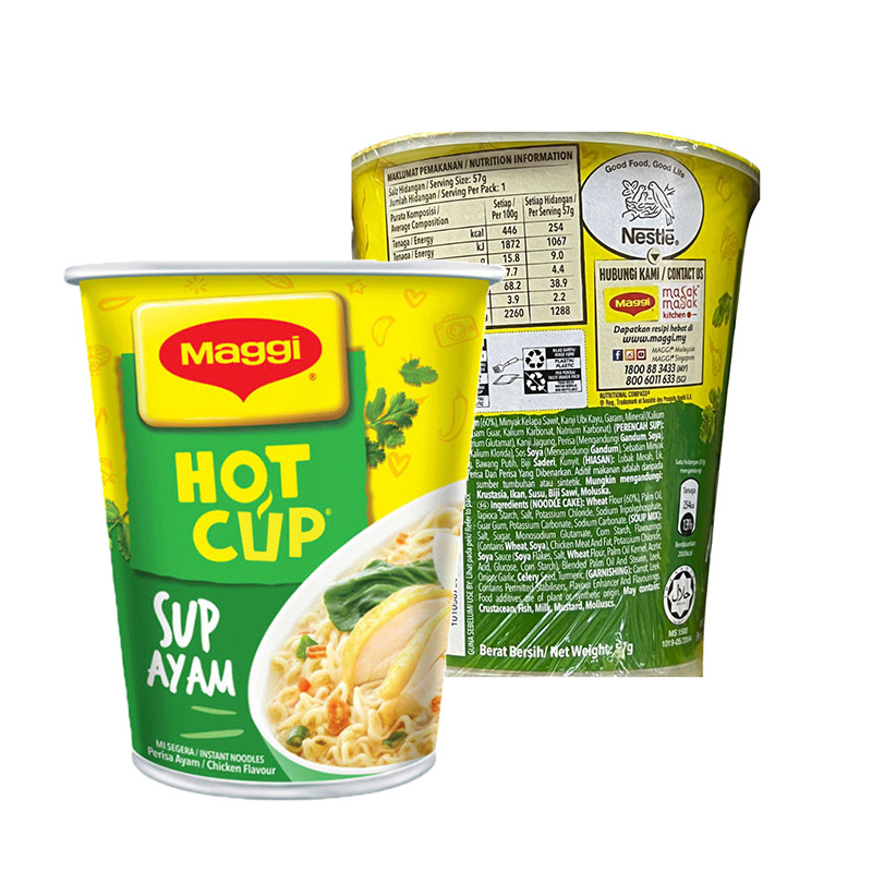 High Quality Instant MAGGI-Hot Cup Chicken Noodles 57g Made From a Blend of Aromatic Herbs and Spices